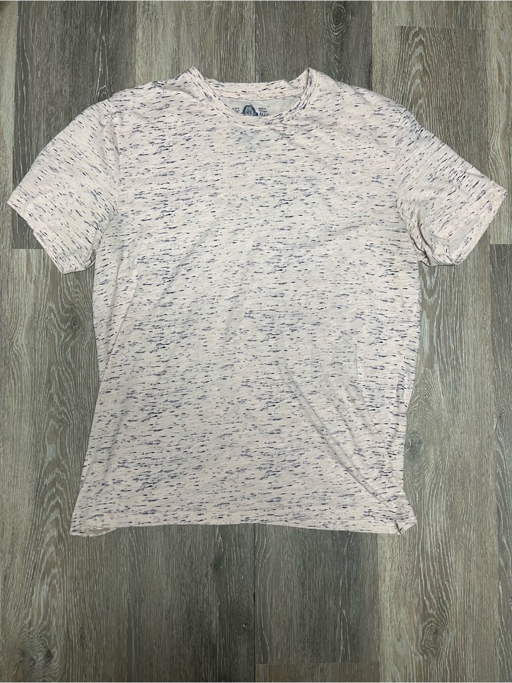American Rag Cream Heather Short-Sleeve Crewneck with Blue Fleck